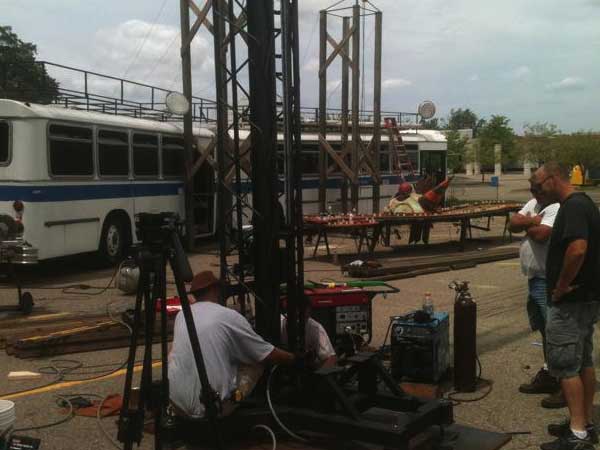 Theatre Bizarre setting up at Maker Faire Detroit